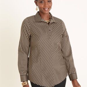 No-Iron Sateen Striped Wing-Collar Shirt